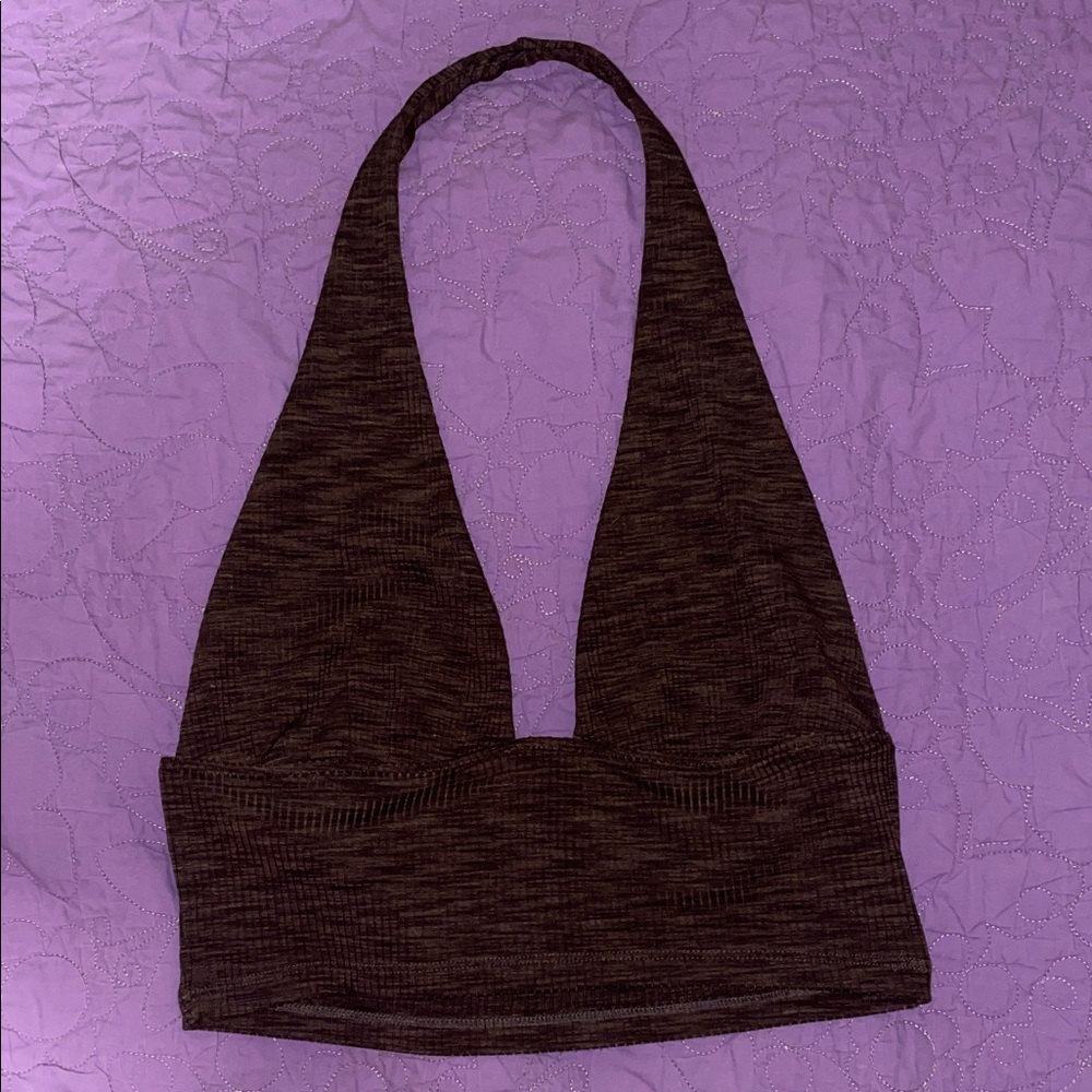 H&M Heather Chocolate Brown Halter Top